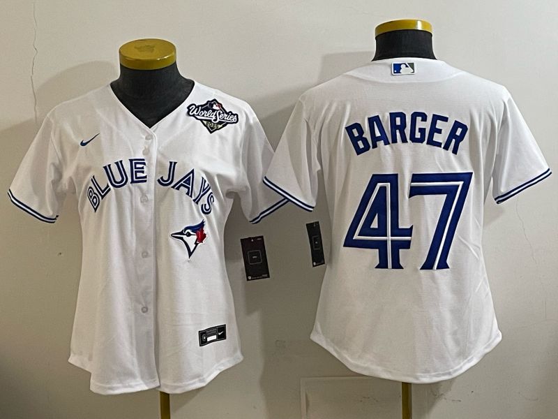 Women 2025 Toronto Blue Jays #47 Barger white Game Nike MLB Jersey style 003->women mlb jersey->Women Jersey